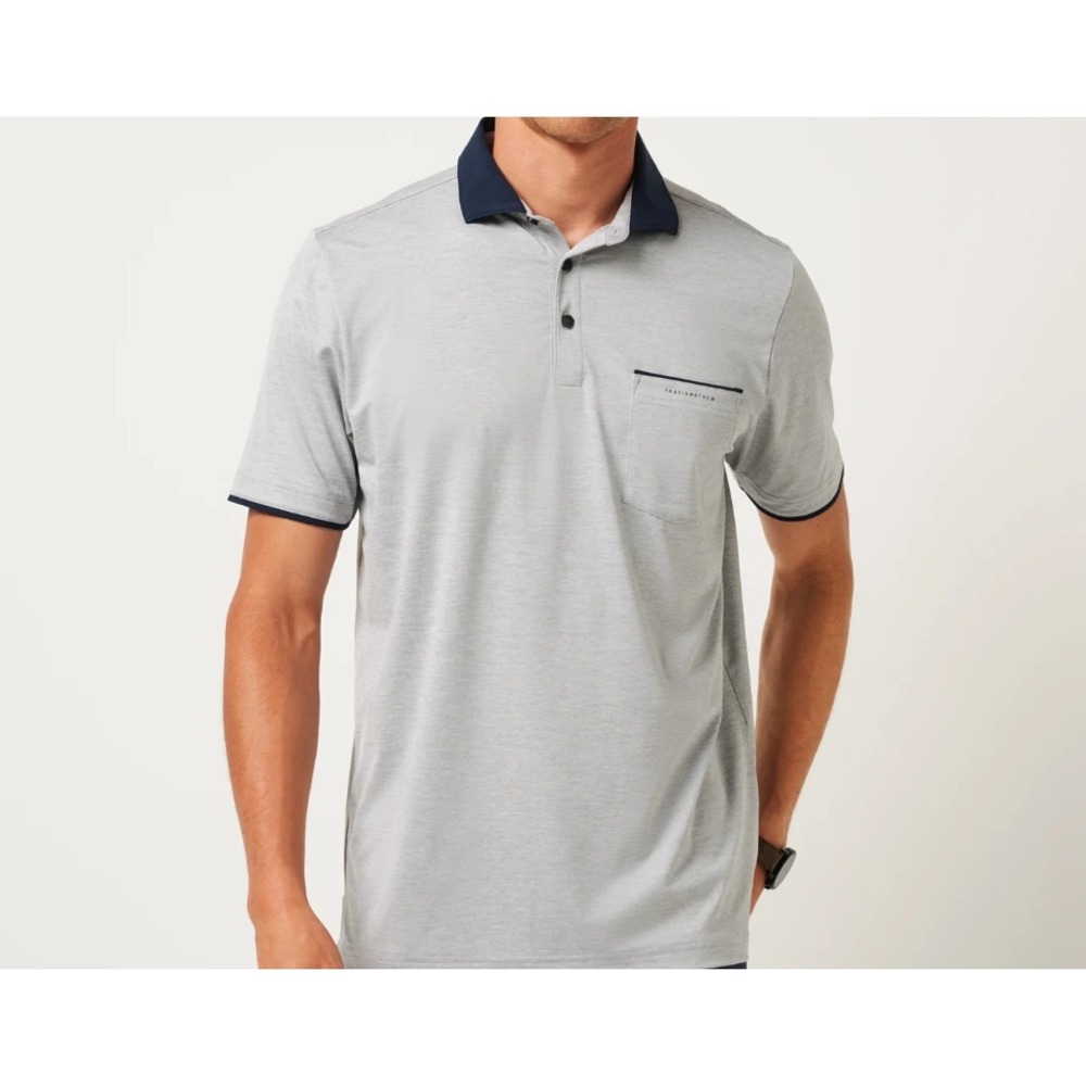 Travis‎ Mathew Polo Shirt 2X XXL Gray Call It Off Pocket Golf Performance Preppy
